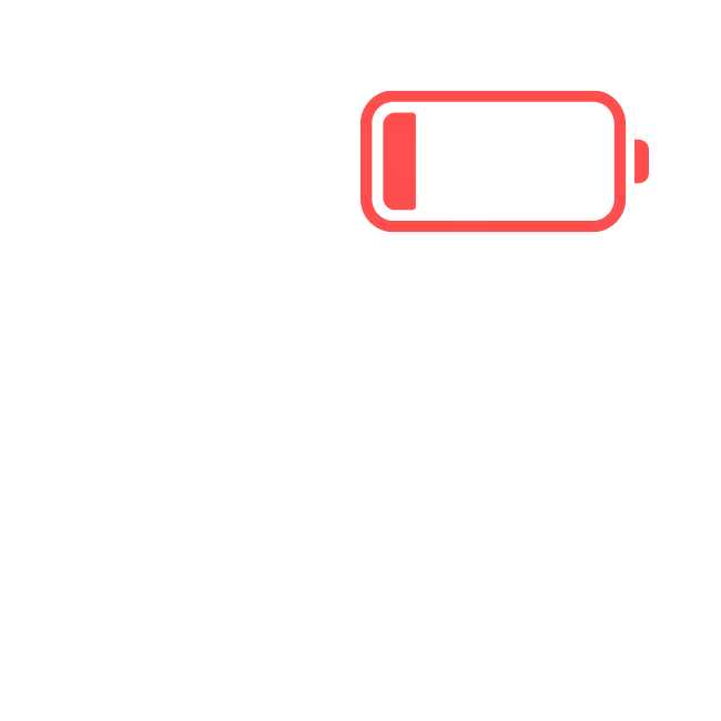 Person icon with a low battery symbol above the head, representing team stress and burnout.