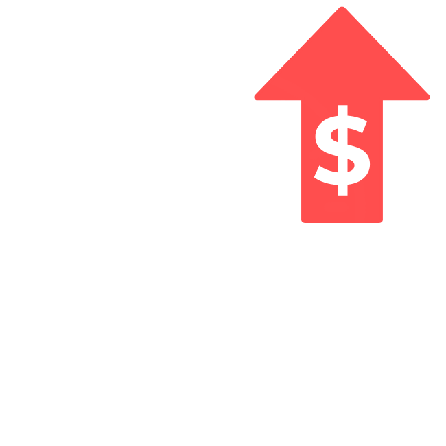 Clock icon with a red upward arrow and dollar sign, symbolizing rising overtime costs.