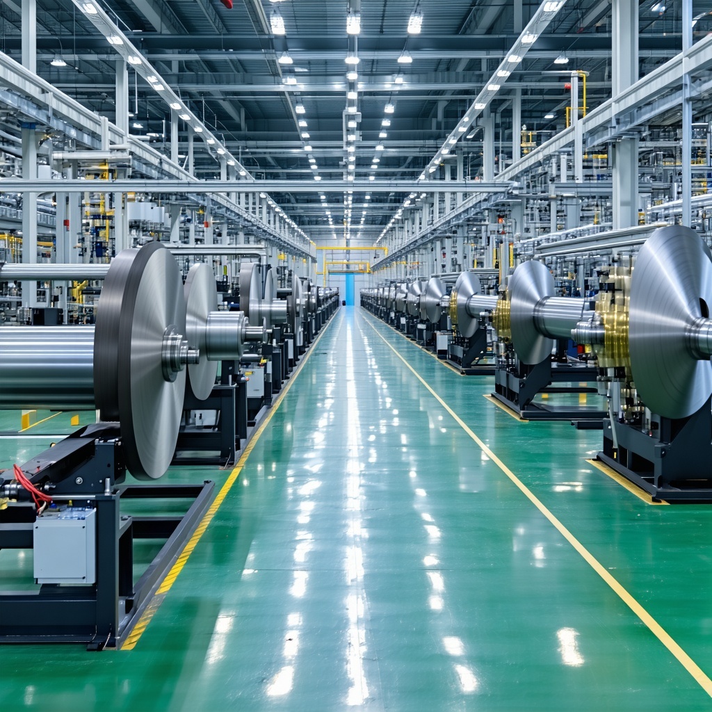 Modern manufacturing facility with automated production lines, representing industrial automation
