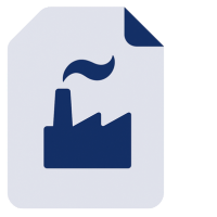 Factory icon with sustainability emphasis, symbolizing energy usage tracking and ESG performance.