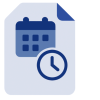 Calendar and clock icon representing AI-powered shift scheduling and dynamic production planning.