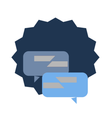 Two overlapping chat bubbles icon representing disconnected communication between warehouse and equipment systems that don’t share planning data.