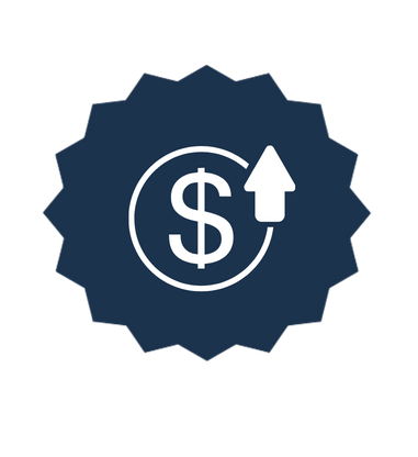Dollar sign with upward arrow icon representing rising overtime costs without increased production output.