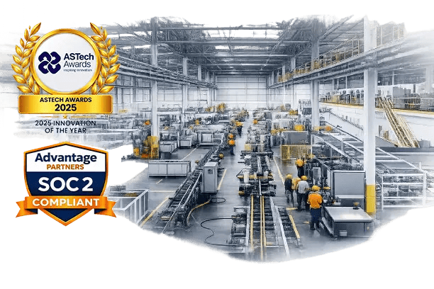 Smart factory production line with robotic arms — SOC 2 Compliant