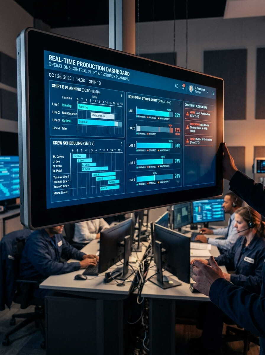 Real-time production dashboard for shift planning