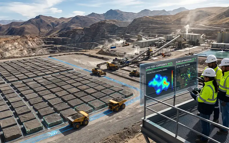 Industrial gold processing plant in a mountainous mining region