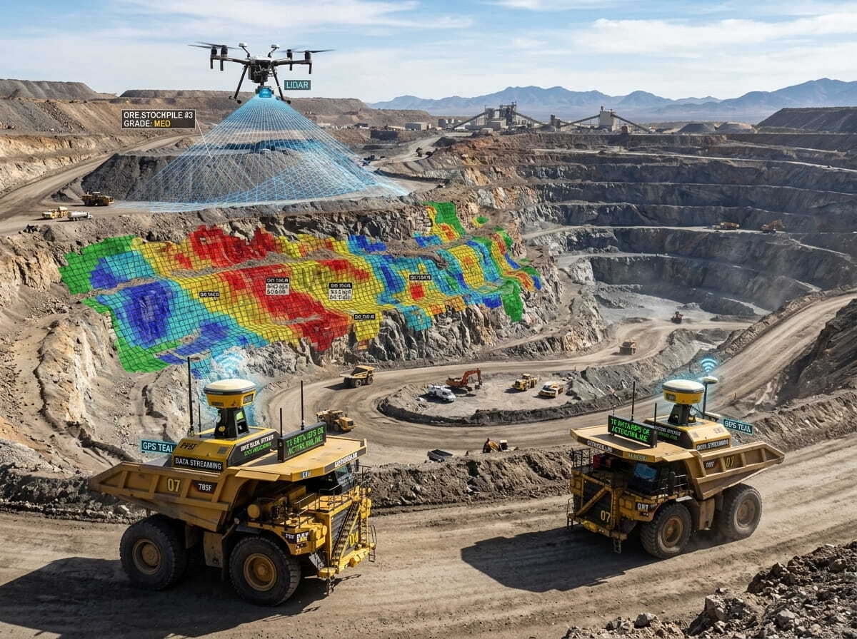OreMax Data Inputs - Drone LiDAR Surveys, Haul Records, and Block Models